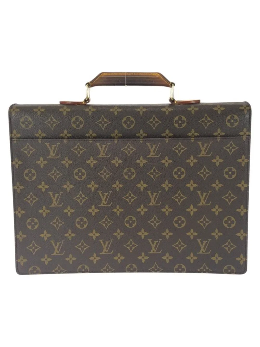 Louis Vuitton Monogram Serviette Conseil Brown Gold Leather Business Bag